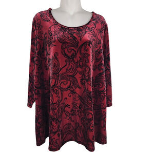 Catherine’s Velvet Tunic Top 0X Whimsigoth Fairy Grunge Paisley Floral Tunic